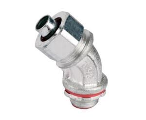T & B Steel City Liquidtight Flexible Metal Conduit Fittings, Malleable Iron Connectors-45 Degree